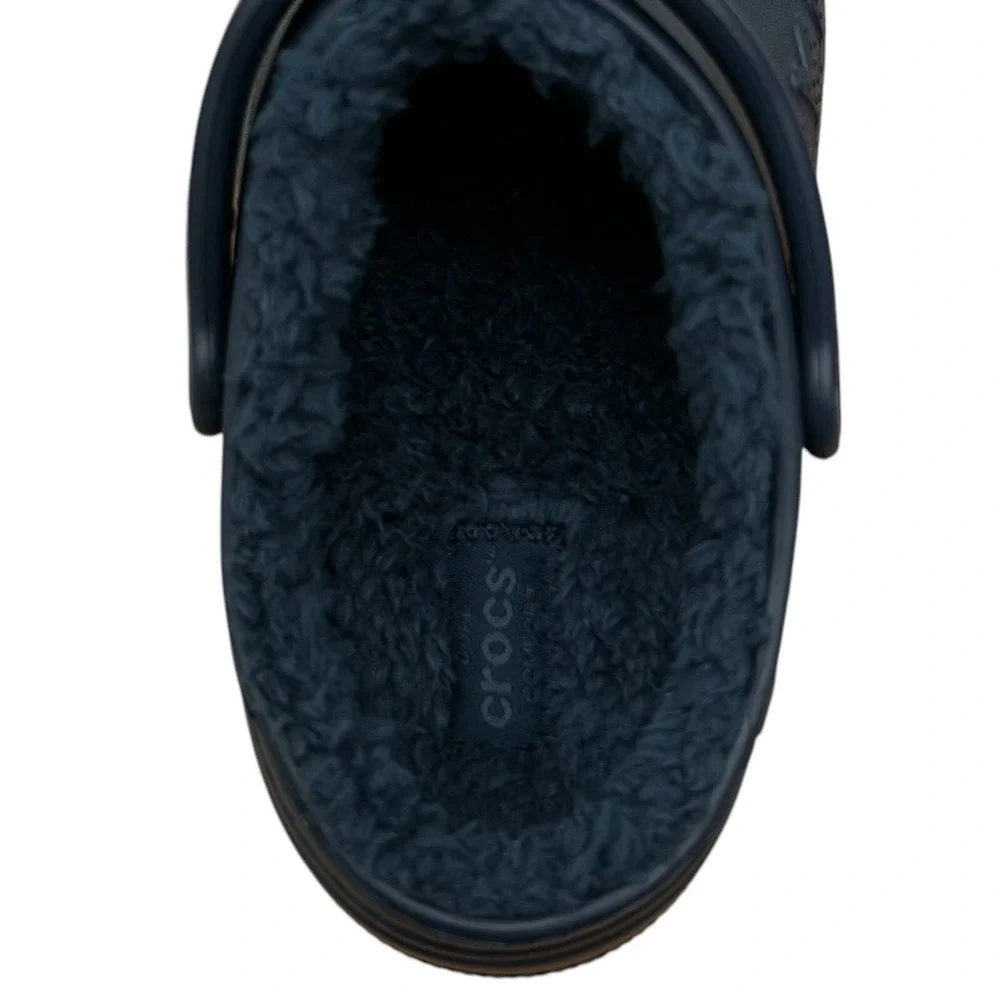 Crocs Youth Boy's Lined Slip-on Clogs Size 3 Navy‎ Blue Lightweight Cozy & Comfy